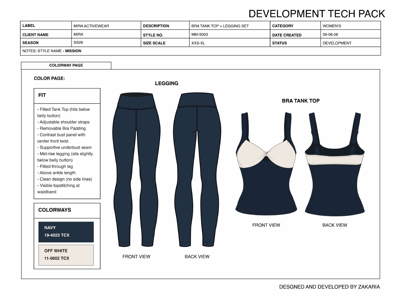 Women's activewear bra tank and legging tech pack preview