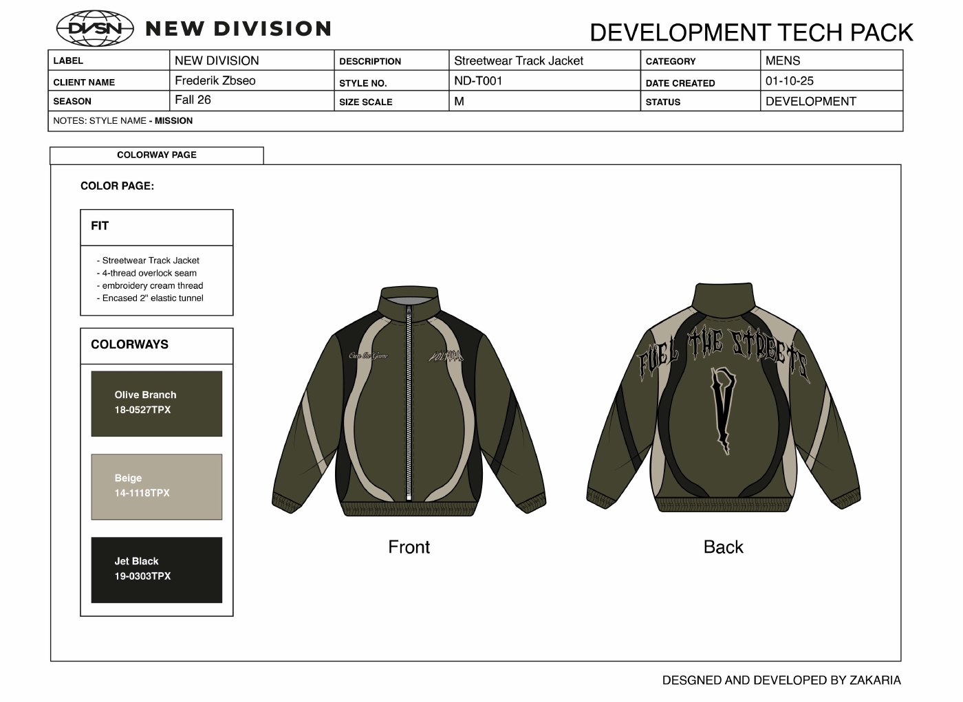 New Division streetwear track jacket tech pack preview