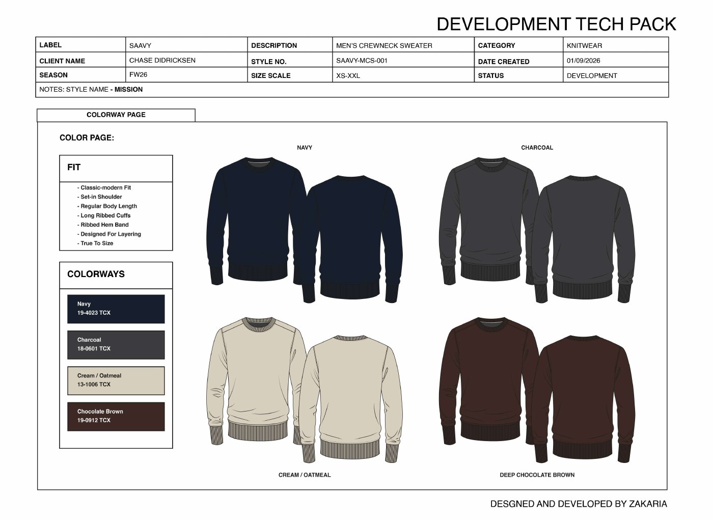 SAAVY men's crewneck sweater tech pack preview